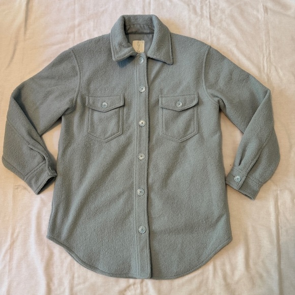 Joie Small Shacket Shirt Jacket ~ Light Blue Fleece Button Down Pockets - Picture 1 of 7